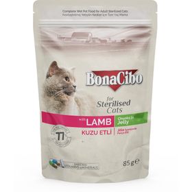 BonaCibo Jöleli Kuzu Etli 85 gr Kısırlaştırılmış Yetişkin Kedi Yaş Maması