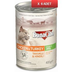 BonaCibo Jöleli Tavuk ve Hindi Yaş 6x400 gr Kedi Maması