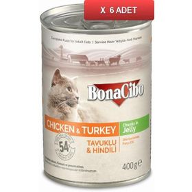BonaCibo Jöleli Tavuk ve Hindi Yaş 6x400 gr Kedi Maması