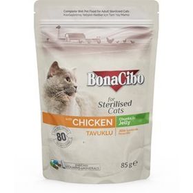 BonaCibo Jöleli Tavuklu Pouch Kısırlaştırılmış Yetişkin 85 gr Kedi Yaş Maması