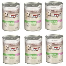 BonaCibo Kuzu Etli Pirinçli 6x400 gr Yavru Köpek Yaş Mama