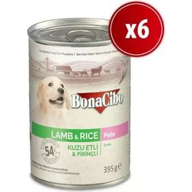 BonaCibo Kuzu Etli Pirinçli 6x400 gr Yavru Köpek Yaş Mama