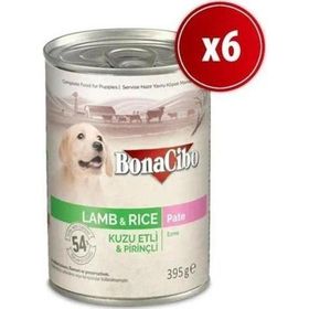BonaCibo Kuzu Etli Pirinçli 6x400 gr Yavru Köpek Yaş Mama