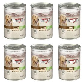 BonaCibo Kuzu Etli Yetişkin 6x400 gr Köpek Konserve Yaş Mama