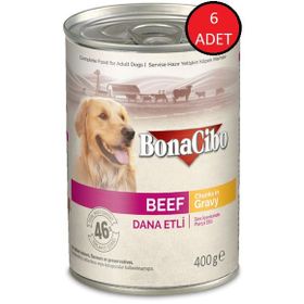 BonaCibo Soslu Dana Etli 6x400 gr Yetişkin Köpek Maması