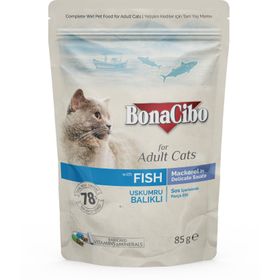 BonaCibo Soslu Uskumru ve Balıklı 85 gr Yetişkin Yaş Kedi Maması