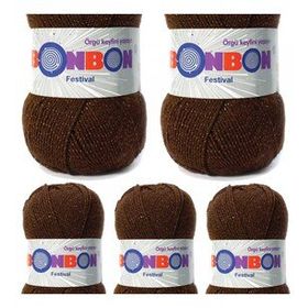 Bonbon Renk No:219 5 Adet Festival Simli Örgü İpi Yünü