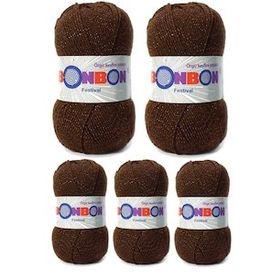Bonbon Renk No:219 5 Adet Festival Simli Örgü İpi Yünü