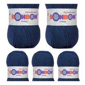 Bonbon Renk No:488 5 Adet Festival Simli Örgü İpi Yünü
