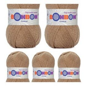 Bonbon Renk No:672 5 Adet Festival Simli Örgü İpi Yünü
