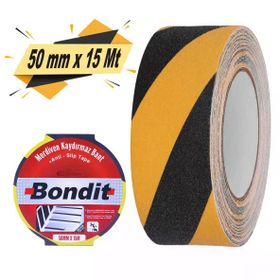 Bondit 50 mm x 15 m Sarı Siyah Merdiven Zemin Kaydırmaz Kaymaz Bant