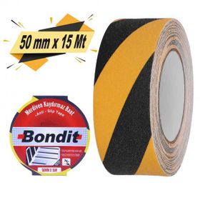 Bondit 50 mm x 15 m Sarı Siyah Merdiven Zemin Kaydırmaz Kaymaz Bant