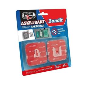 Bondit 6x6 cm Şeffaf Askılı Tak Çıkar Bant