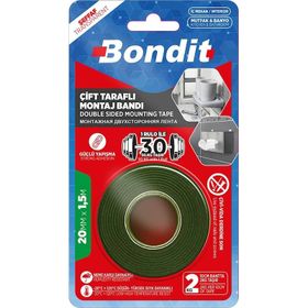 Bondit Şeffaf Çift Taraflı 20 mm x 5 m Montaj Bandı