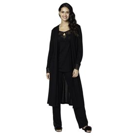 Bondy Ayça Siyah Pijama Sabahlık Takımı