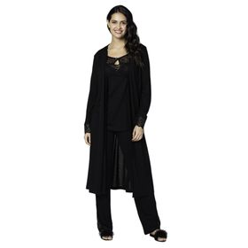 Bondy Ayça Siyah Pijama Sabahlık Takımı