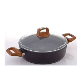 Bonera 1044 30 cm Ahşap Desenli Bakalit Kulplu Vogue Granit Karnıyarık Tenceresi