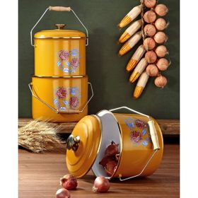 Bonera 14-16-18 cm 3'lü Hardal Sarısı Emaye Bakraç Set