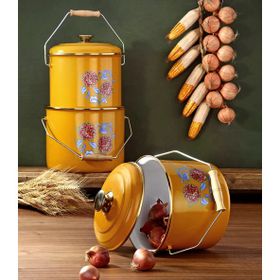Bonera 20-22-24 cm 3'lü Hardal Sarısı Emaye Bakraç Set