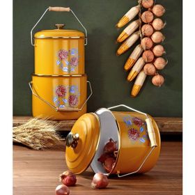 Bonera 20-22-24 cm 3'lü Hardal Sarısı Emaye Bakraç Set