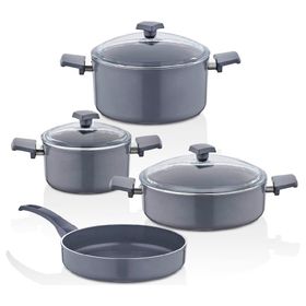 Bonera Atlas 7 Parça Gri Ultra Kristal Seramik Tencere Tava Seti