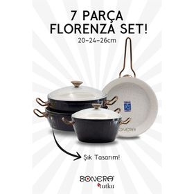 Bonera Florenza 7 Parça Siyah Granit Güveç Tencere Seti