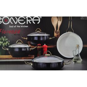 Bonera Florenza 7 Parça Siyah Granit Güveç Tencere Seti