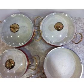 Bonera Florenza Kırmızı 7 Parça Granit Tencere Seti
