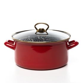 Bonera Kırmızı Emaye 22 cm Kızartma Tenceresi
