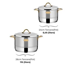 Bonera Nirvana 10 Parça Gold Detaylı Çelik Tencere Seti