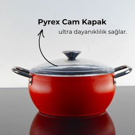 Bonera Pro Plus Kırmızı 4 Parça Titanyum Tencere Seti
