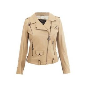 Bonesmen Biker Bej Metal Bones Deri Ceket