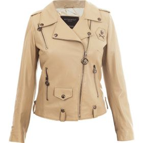 Bonesmen Biker Bej Metal Bones Deri Ceket
