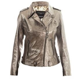 Bonesmen Biker Pudra Pembe Metal Bones Deri Ceket
