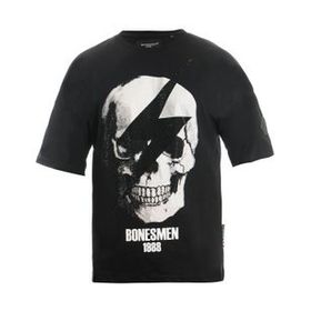 Bonesmen Yuvarlak Yaka Oversize Parlak Kuru Kafa T-shirt