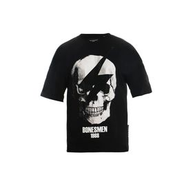 Bonesmen Yuvarlak Yaka Oversize Parlak Kuru Kafa T-shirt