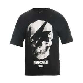 Bonesmen Yuvarlak Yaka Oversize Parlak Kuru Kafa T-shirt