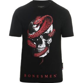 Bonesmen Yuvarlak Yaka Siyah Kadın T-shirt