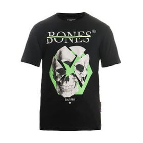 Bonesmen Yuvarlak Yaka Yeşil Çizgi Kuru Kafa T-shirt