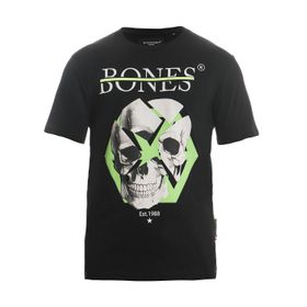Bonesmen Yuvarlak Yaka Yeşil Çizgi Kuru Kafa T-shirt