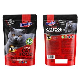 Bonisa 6x85 gr Dana Etli Yetişkin Islak Kedi Maması