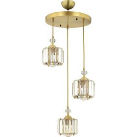Bonita Eskitme 3'lü Yuvarlak Kristalli Taşlı Modern Tasarım Kristal Salon Sarkıt Avize