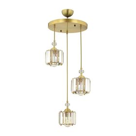Bonita Eskitme 3'lü Yuvarlak Kristalli Taşlı Modern Tasarım Kristal Salon Sarkıt Avize