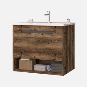Bonitobagno Biana 80 cm Modül Ceviz Banyo Dolabı Alt