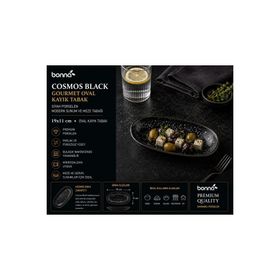 Bonna Cosmos Black Gourmet 19x11 cm Oval Kayık Tabak