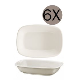 Bonna Gourmet Porselen 14x10 CM 6lı Dikdörtgen Kayık Tabak