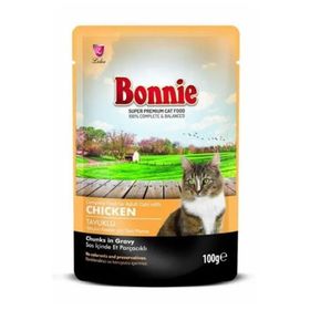 Bonnie 100 gr Pouch Tavuk Etli Gravy Kedi Konserve
