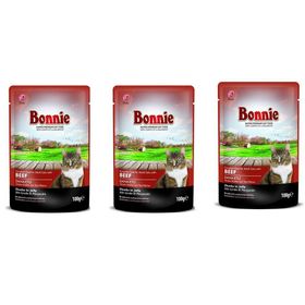 Bonnie 3x100 gr Dana Etli Yetişkin Kedi Maması