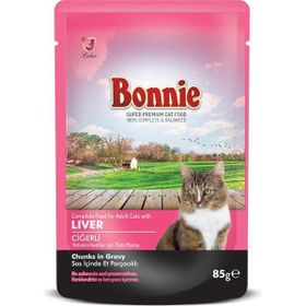 Bonnie Pouch Jelly Kuzu Etli ve Ciğerli 85 gr Kedi Konservesi