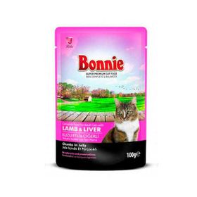 Bonnie Pouch Jelly Kuzu Etli ve Ciğerli 85 gr Kedi Konservesi